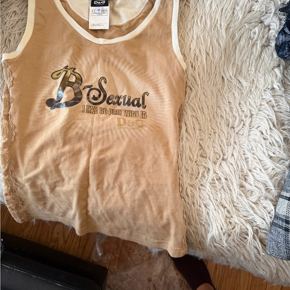 D&G Beige Graphic Tank Top